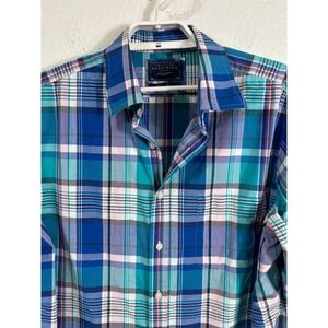 Charles Tyrwhitt Plaid Button Up Shirt Slim Fit Poplin Weave XL